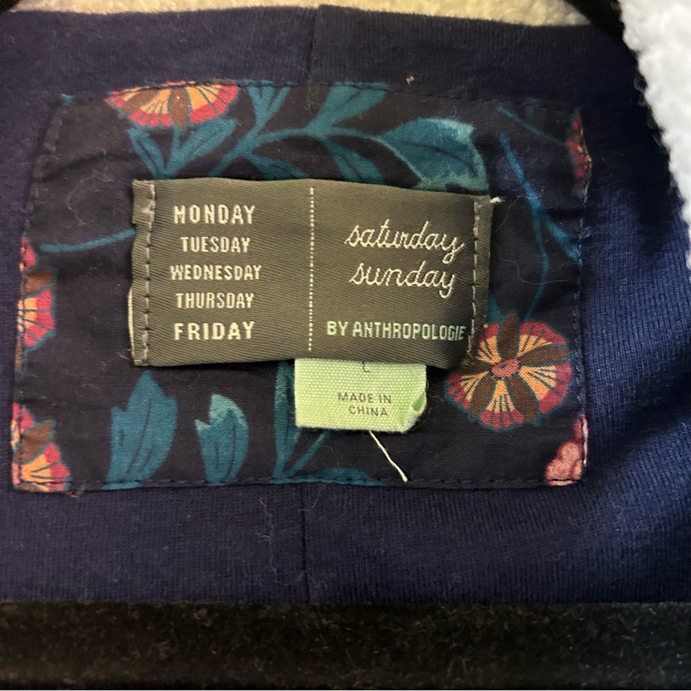 Anthropologie Gayla Quilted Blue Jacket Floral Bohemian Saturday Sunday Sz Lg - Picture 3 of 11